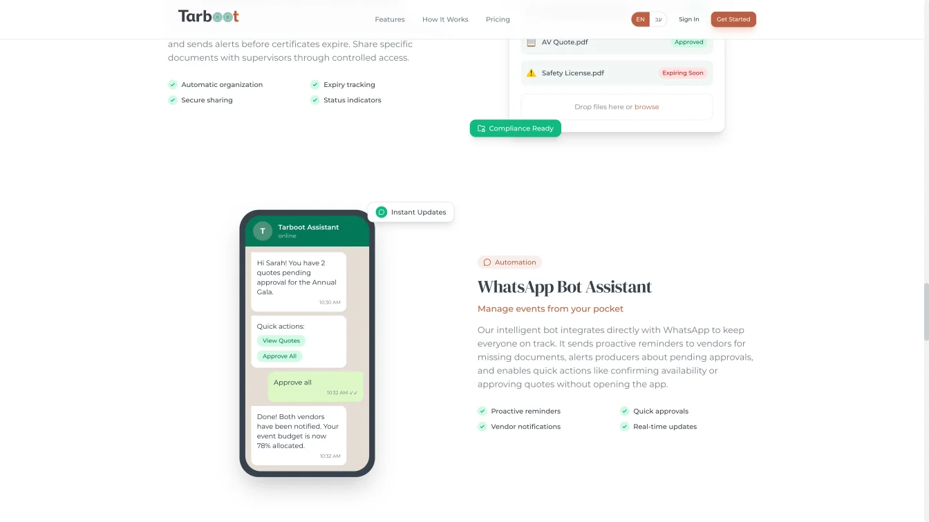 Tarbot - compliance vault and WhatsApp assistant